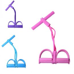 Multi Function Four Tubes Elastic Rope Pedal Fitness Supplies Abdominal Trainer Curl Resistance Bands Workout Equipment 4 7jk D2