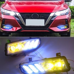 1 Pair LED DRL Fog Light Day Light Dynamic Turn Signal Lamp for Nissan X-Trail Rogue Kicks Qashqai Sentra 2017 2018 2019 2020