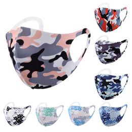 Masks Reusable Washable Mask Camouflage Ice Silk Sunscreen Mouth Mask Dustproof Breathable Face Masks Adult Anti Haze Gauze Mask LSK401