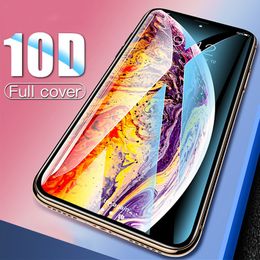 iPhone XS Max XR 8 7 6Sプラス10Dフルカバーエッジ強化ガラス保護用ガラス用