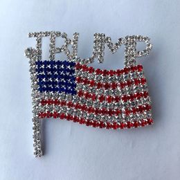 Trump Brooch pin 2020 artificial diamond American Flag Brooch Patriotic Republican Campaign Pin Party Favor Brooch T2I51259