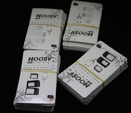 Frete Grátis 3000pcs / lote Noosy Nano Sim Cartão Micro SIM para o adaptador padrão adaptador Conjunto Conjunto para iPhone 6/5 / 4S / 4 com Eject Pin Ke