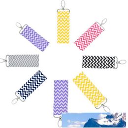 200pcs Chevron Lipstick Holder ripple cotton Chapstick Holder Keychain Lipstick Pouch Bag Lip balm Key Chain Mothers Girls Gift