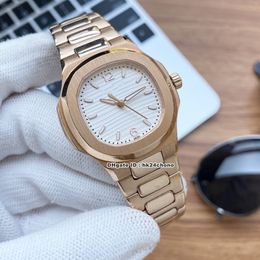 5 Styles Luxury High Quality 35mm Nautilus 7118 Automatic Womens Watch White Dial Rose Gold Bracelet Ladies Watches224C