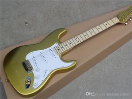 Golden Electric Guitar with Reverse Headstock,White Pickguard,SSS Pickups,Golden Hardwares,offering Customised services