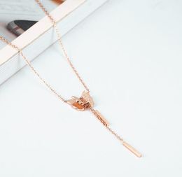 Rose gold Jewellery new Korean necklace ladies titanium steel rose gold fashion butterfly tassel necklace WY1457