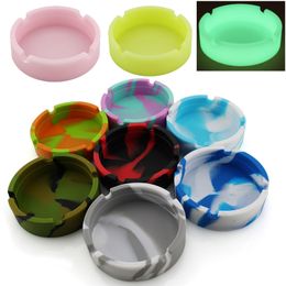 Glow In The Dark Luminous Soft Round Silicone Ashtray Mini Small Ash Tray Unbreakable Portable Anti-scalding Eco-Friendly Cigarette Holder