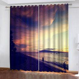 Modern Home Decoration Living Room Curtains 3d Beach evening scenery Photo Fashion Customized 3D Curtains