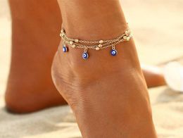 2 Style Turkish Eyes Beads Anklets For Women Sandals Pulseras Tobilleras Mujer Pendant Anklet Bracelet Foot Summer Beach Jewellery GD469