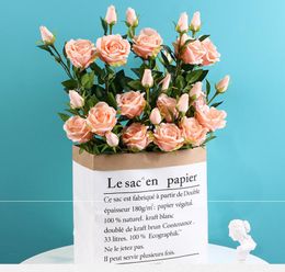 27 cal Długie łodygi Rose Buquets Silk Rose Kwiaty Bukiet 70 cm Wysokość Sztuczne kwiaty do domowych dekoracji ślubnych