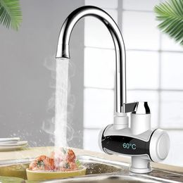 Instant Electric Faucet Tap Hot Water Heater LED Display Bathroom Kitchen Faucet - Seven Light Colours with Remote
