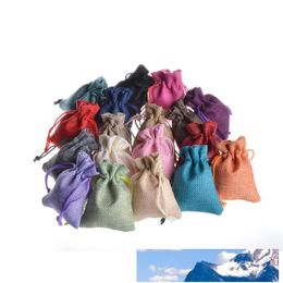 Wholesale Gift Packaging Drawstring Bags 9X12CM Mini Jute Bags Linen Hemp Small Drawstring Gift Pouches Jewelry Wedding Party Favors Holders