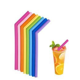 2018 colorful silicone straws for cups food grade 25cm silicone straight bent straws drinking straws free shipping LX2558