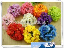 Free shipping 10 Colours mix Big flowers hydrangea Head Artificial Silk Flower Heads Craft Wedding Home Party Decoration