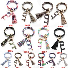 Nuovi portachiavi in acrilico in pelle Apriporta touchless Pulsante ascensore EDC Nappa Charms Portachiavi Bracciale Uomo Donna Portachiavi per auto Porta anelli