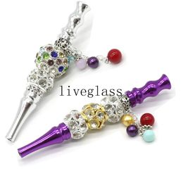 Purple Metal Hookah Mouthpiece Mouth Tips Pendant Shisha Philtre Tips Blunt Holder For Glass Water Bongs Dab Rigs Smoking Accessories