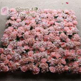 flowers all over gulf New silk artificial pink rose and hydrangea flower wall for wedding party backdrop decoration