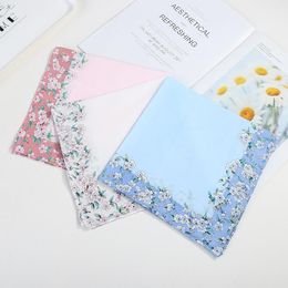 45CM Fall Cotton Solid Floral Handkerchief For Women Beautiful Candy Colour Printed Squares Girls Hand Towel Soft Sweatband Wristband M011I