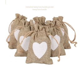 Love hemp bundle pocket Halloween gift bags Christmas gift double drawstring bags