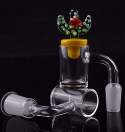 Factory price 5mm Bottom XL XXL Quartz Banger 10mm 14mm 18mm Nail With Colored Cactus Duck Carb Cap For dab rigs Glass Bongs