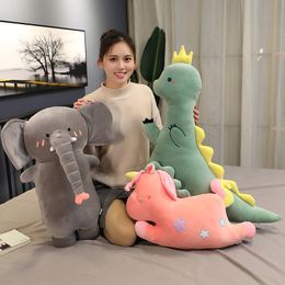 Creative sleeping pillow unicorn dinosaur elephant plush toy super soft soothing doll high quality sweet heart gift for kids