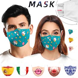 Rainbow Unicorn Lip pig 3D Printed Kids designer face mask adjustable protective mask dust with filter breathable face masks