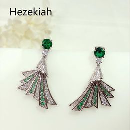 Hezekiah S925 silver Earrings Free shipping Personality green Women's Eardrop Dance party Superior quality Ear Studs female