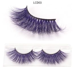 25mm Coloured 5D Mink False Eyelashes 17styles thick Eyelashes Luxury Colourful Natural Cosplay Imitated Mink 1box=1pair from