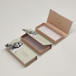 Custom high quality rigid hard cardboard print clamshell paper women eyelash packaging boxes