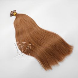 VMAE single Drawn Natural color 100g Indian European Hair Beauty Salon Stick flat Tip Medium Brown Pre bonded 100% Human Hair Extensions