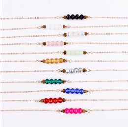 Fashion Jewelry Faceted Glass Beaded Bar Pendant Choker Necklace Dazzling Glass Beads Bar Pendant Necklace for Women Delicate Chokers