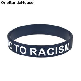 100PCS We All One No To Racism Silicone Bracelet Debossed and Filled in Color Adult Size