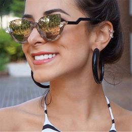 Fashion cat eye mirror occhiali da sole da donna designer di marca Vintage Cateye occhiali da sole in cristallo di lusso Occhiali da sole con sfumatura femminile