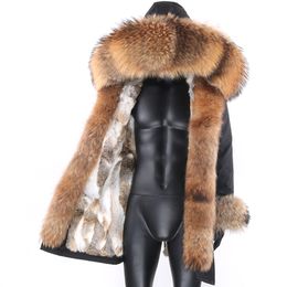 Мужчины Parka зимняя куртка длинные реальные меховые пальто человек Parkas натуральный енот меховой капюшон натуральный лайнер уличная одежда