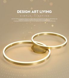 Modern LED Ring Pendant Lamps Ceiling Light For Bedroom Living Room Restaurant Aluminium Brushed Gold Creative Rings Lighting Nordic Design Hanging Lamp Chandelier