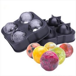 4 Holes Ice Ball Tray Mould FDA Silicone Ice Cube Tray Mould for Beer Wine Drinks Chocolate Fondant Mould
