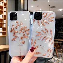 Luxury Glitter Gold Transparent Cases For iPhone 11 Pro X XS Max XR 8 7 Plus 6 Clear Phone Back Cover Bling Case Shell