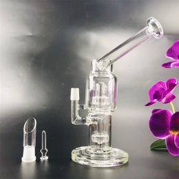 7.8inch glass water bongs hookahs showerhead double matrix mushroom Philtre oil dab rig for smoking accessories