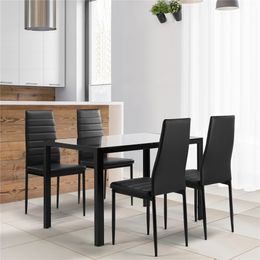 glass dining tables Canada - 5-Piece Kitchen Dining Table Set for Dining Room, Kitchen, Dinette, Compact Space w Glass Tabletop, 4 Faux Leather Metal Frame Chairs