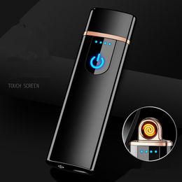 High Quality New LED Screen Battery Display USB Lighter Rechargeable Electronic Lighter Winderproof Flameless Double Side Cigar Plasma