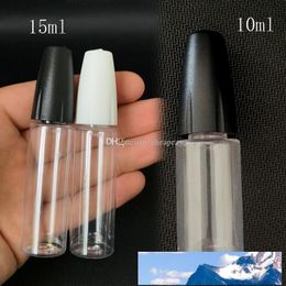 Long Thin Tip PET for ELiquid 10ml 15ml Empty E liquid Juice Dropper Bottles with Childproof Cap For Oil DHL