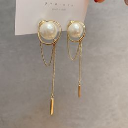 Japan And South Korea Popular High Sense Pearl Tassel Earrings 925 Silver Needle Earrings Long Personalized Female Earrings Wholesale