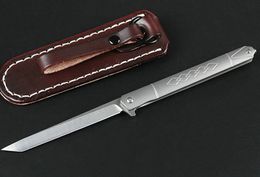 2020 High End Flipper Folding Knife D2 Tanto Point Satin Blade TC4 Titanium Alloy Handle Ball Bearing Fast Open Knives