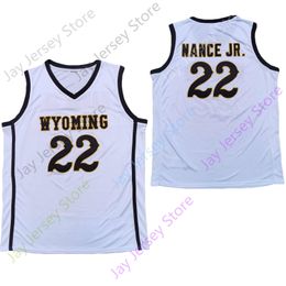 2020 New NCAA Wyoming Cowboys Jerseys 22 Larry Nance Jr. Jr College Basketball Jersey White Size Youth Adult