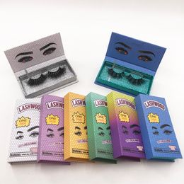 Customise Lashwood Lash Packaging Glitter Rectangle Magnetic Mink Lashes Case Pink Purple Eyelash Box Without Lashes