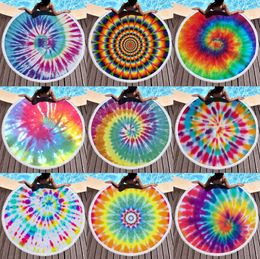 The latest 150CM size round beach towel, there are 10,000 styles to choose from, printed shawl rainbow spiral style towels