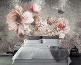 Romantic Floral 3d Wallpaper Nordic Retro Oil Painting Flower Background Wall Oil Painting Rose Rose Decoration Painting HD Wallpaper