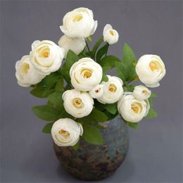 Fake Spring Camellia (15 heads/bunch) 21.65" Length Simulation Tea Rose for Home Wedding Decorative Artificial Flowers