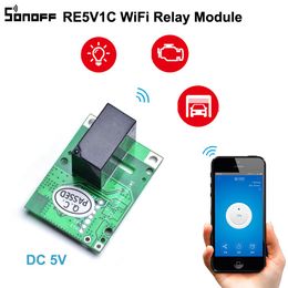 -Módulo de conmutador de relé Wifi RE5V1C SONOFF 5V DC correo Welink remoto del interruptor de relé de alimentación del modo de marcha lenta / Selflock Para el hogar inteligente