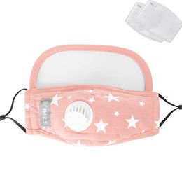 Kids Star Printed Masks 2 in 1 Full Face Face Shield with Breath Valve Children Outdoor Protective Masks with 2pcs Philtre Pad CCA12396